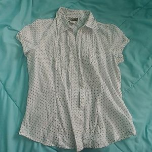 Ruffled Polka Dot Collared Shirt